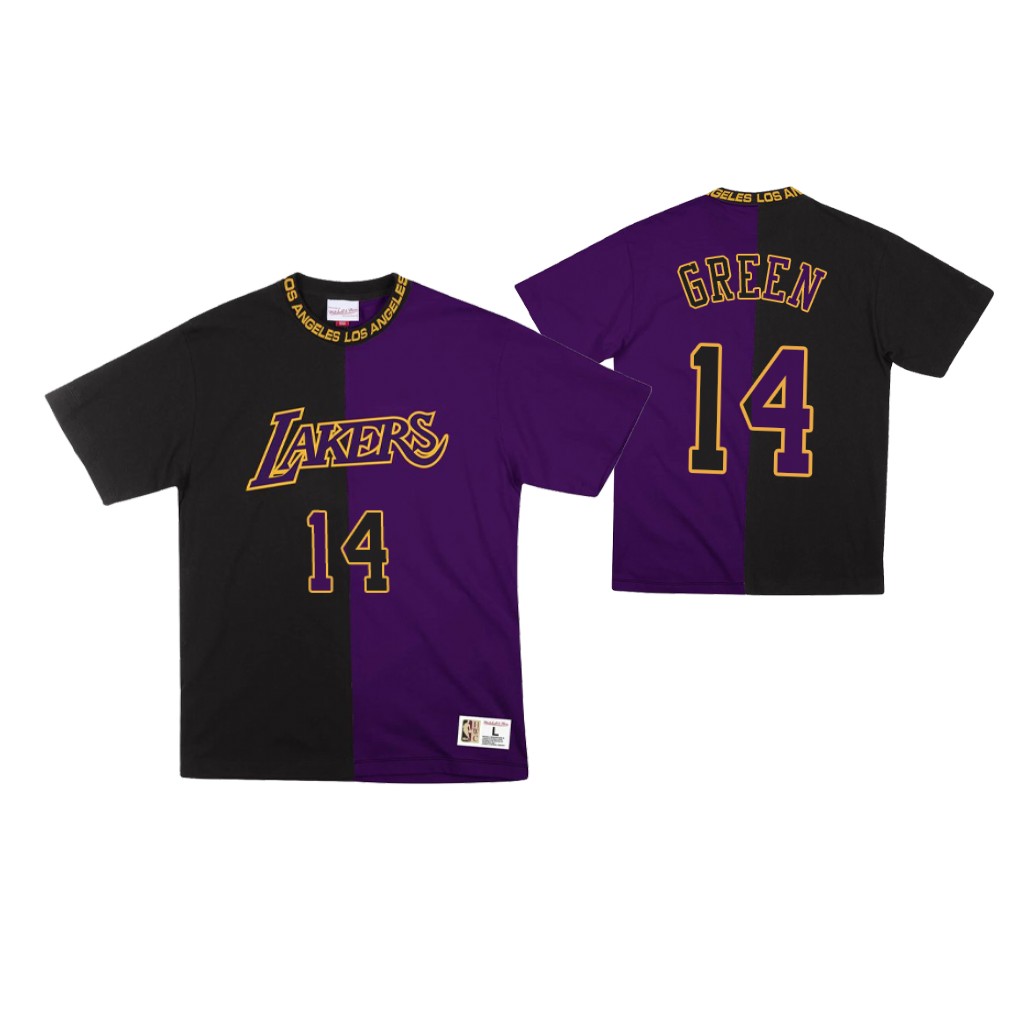 Men's Los Angeles Lakers Danny Green #14 NBA Split Edition Purple Black Basketball T-Shirt UIX6683ZP